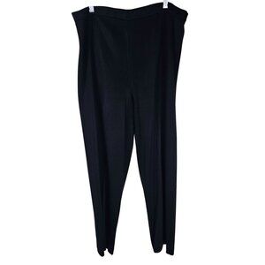 Ming Wang Luxury Knit Pull On Pants 1X Black Straight High Waist Stretch Office